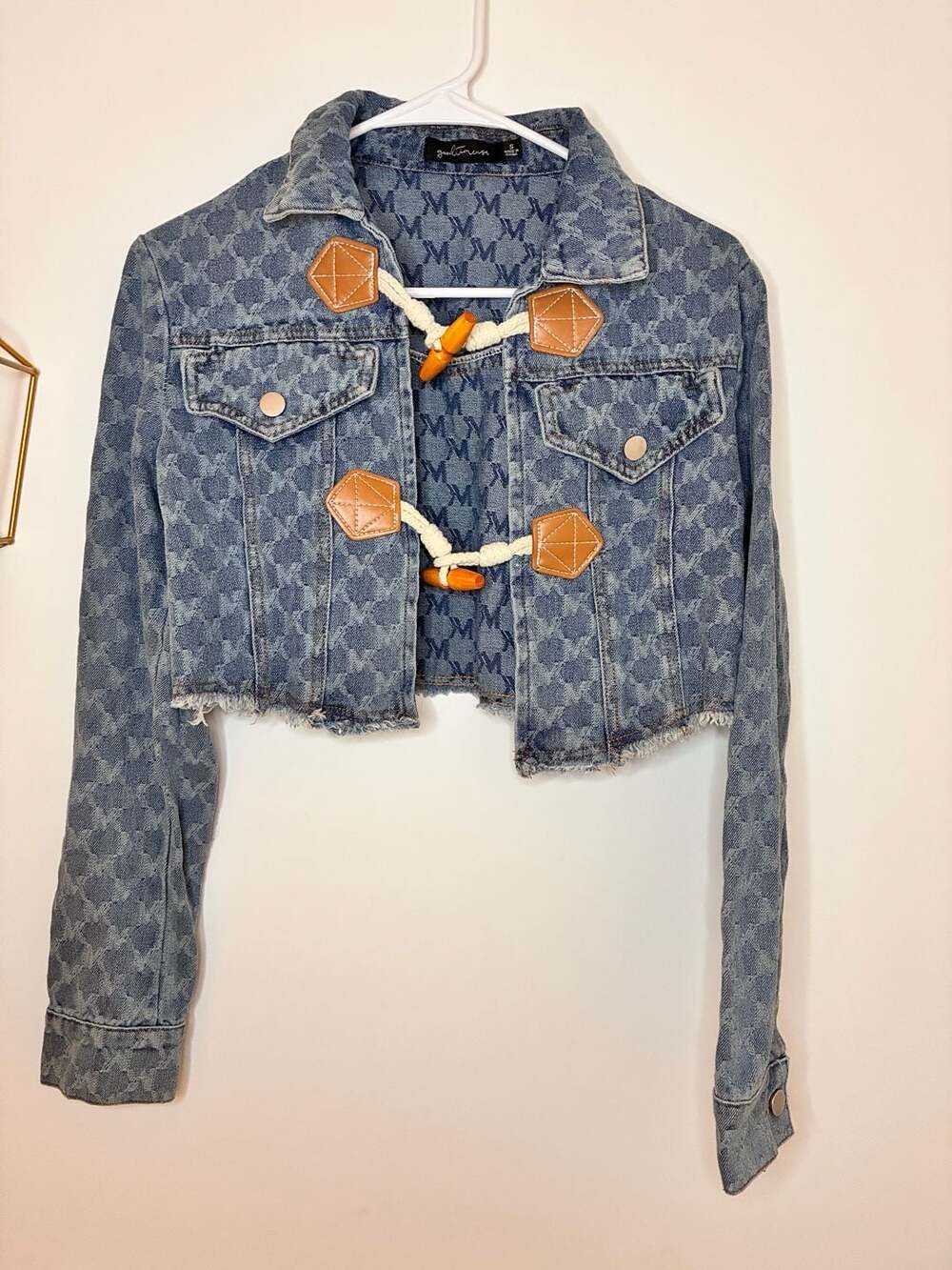 Women’s Denim Jacket Size S Cropped Monogram Toggle